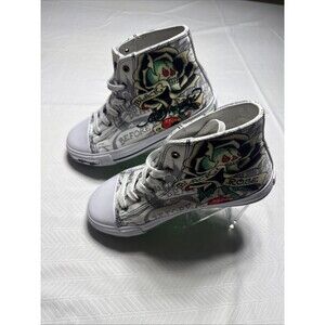 High Top Sneakers Kids 3 Size White Death Before Dishonor Skull Rose Ed Hardy